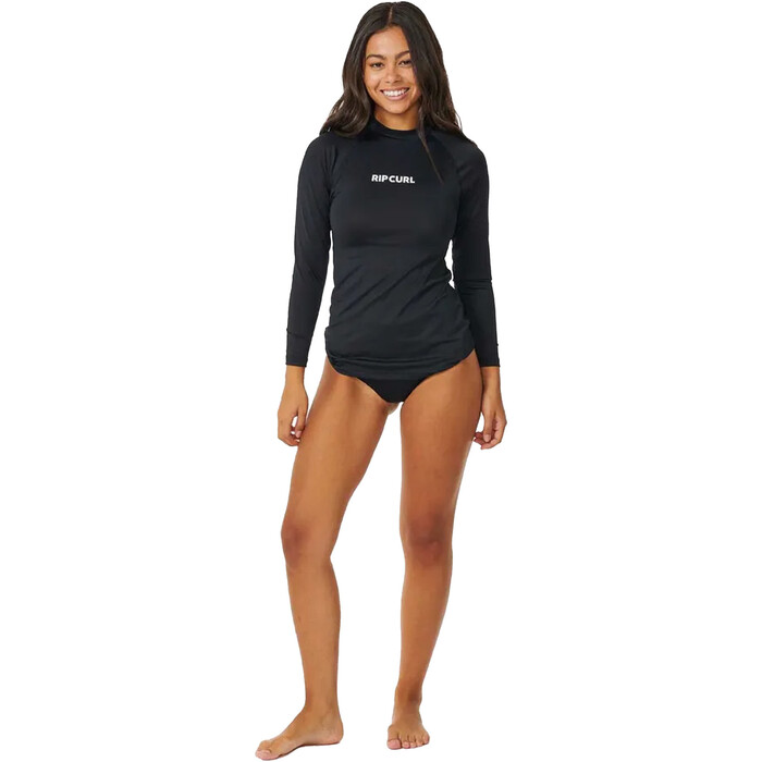 2024 Rip Curl Womens Classic Surf UPF Long Sleeve Rash Vest 15IWRV - Black